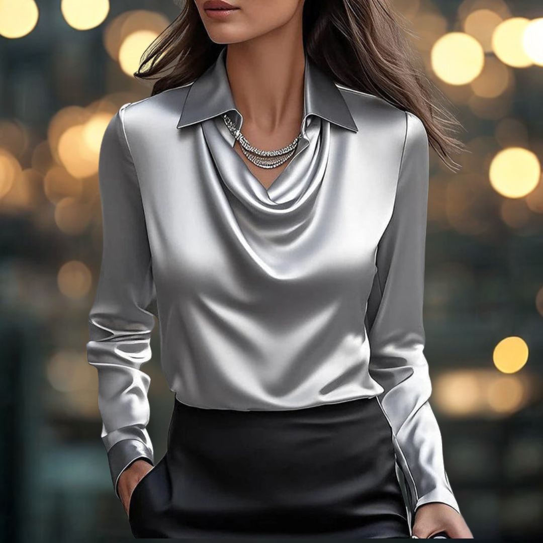 Veloria | Satijnen Drape Blouse