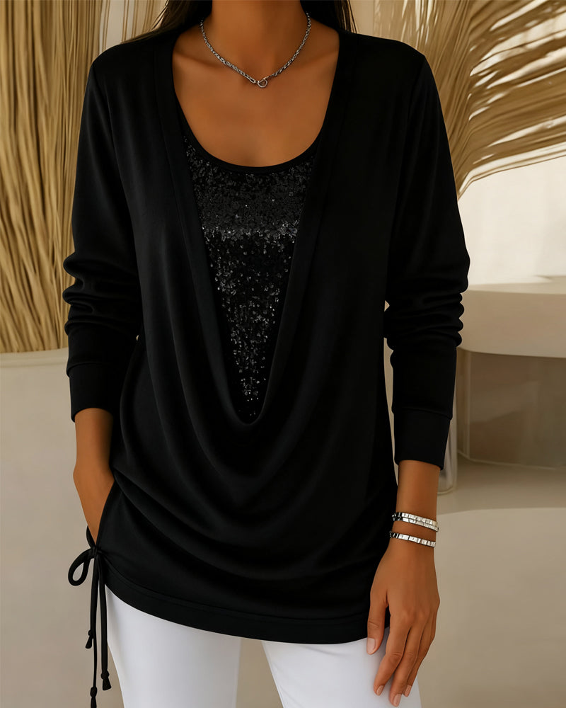 Pailletten-Top Mit Kontrastfarben Im Zwei-In-Eins-Look