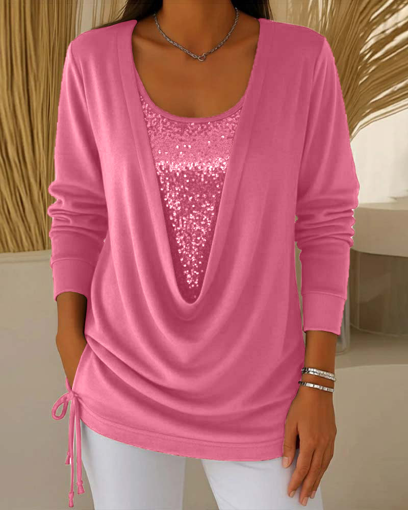 Pailletten-Top Mit Kontrastfarben Im Zwei-In-Eins-Look