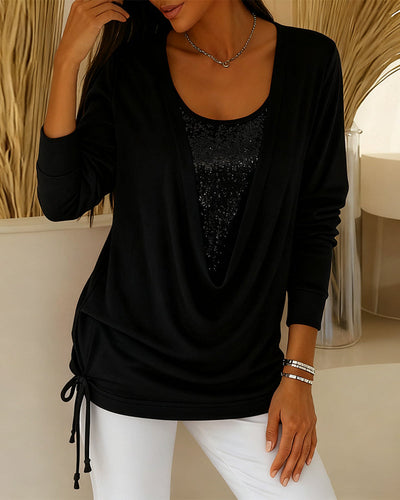 Pailletten-Top Mit Kontrastfarben Im Zwei-In-Eins-Look