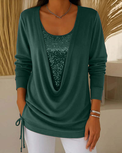 Pailletten-Top Mit Kontrastfarben Im Zwei-In-Eins-Look