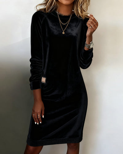 Jurk Modieus Ronde Hals Lange Mouwen