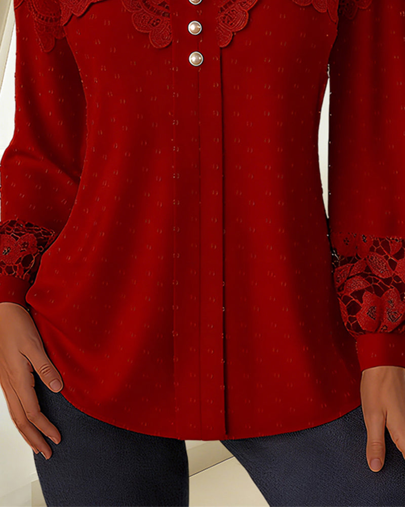 Blouse Ample À Col En V Et Empiècements