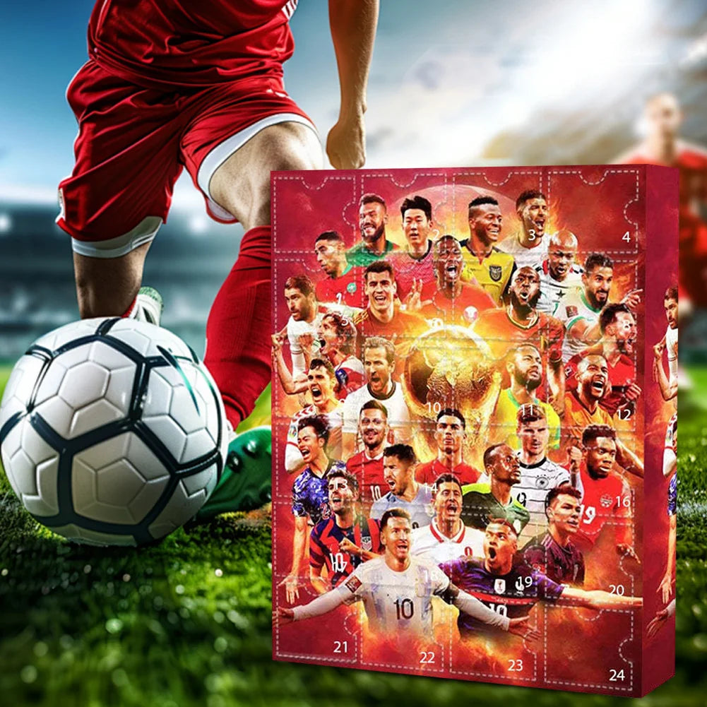 Sports Event Advent Calendar 2024 Collectible Christmas Calendar 24 Cute Characters Arrival Calendar for Adults Kids Soccer Fans