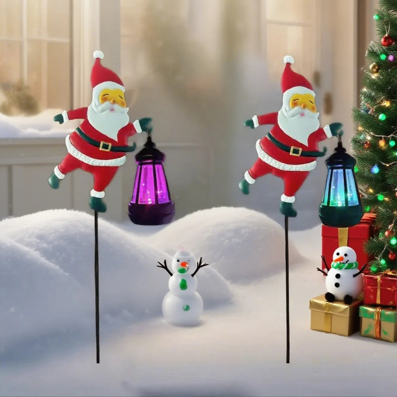 1pcs Solar Santa Claus Kettle Lights Garden Lawn Christmas Lights Kettle Ground Lamp Solar Night Lights Outdoor Decoration