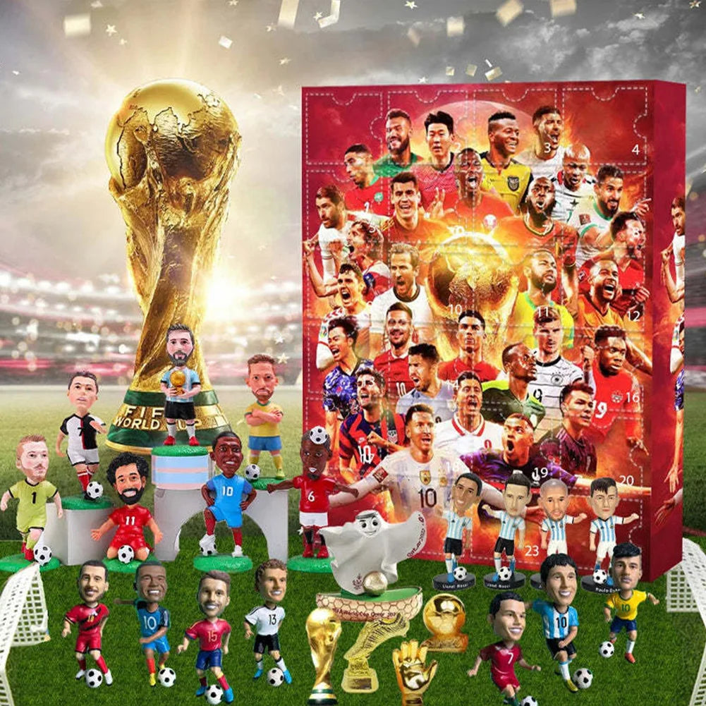 Sports Event Advent Calendar 2024 Collectible Christmas Calendar 24 Cute Characters Arrival Calendar for Adults Kids Soccer Fans