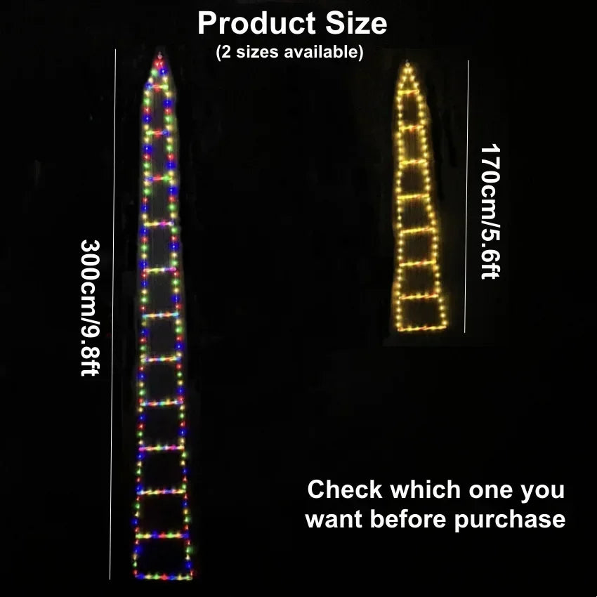 LED Christmas Ladder Lights with Santa Claus Plush Doll String Light USB Indoor Outdoor Home Window Garden Tree Decor Xmas Gift