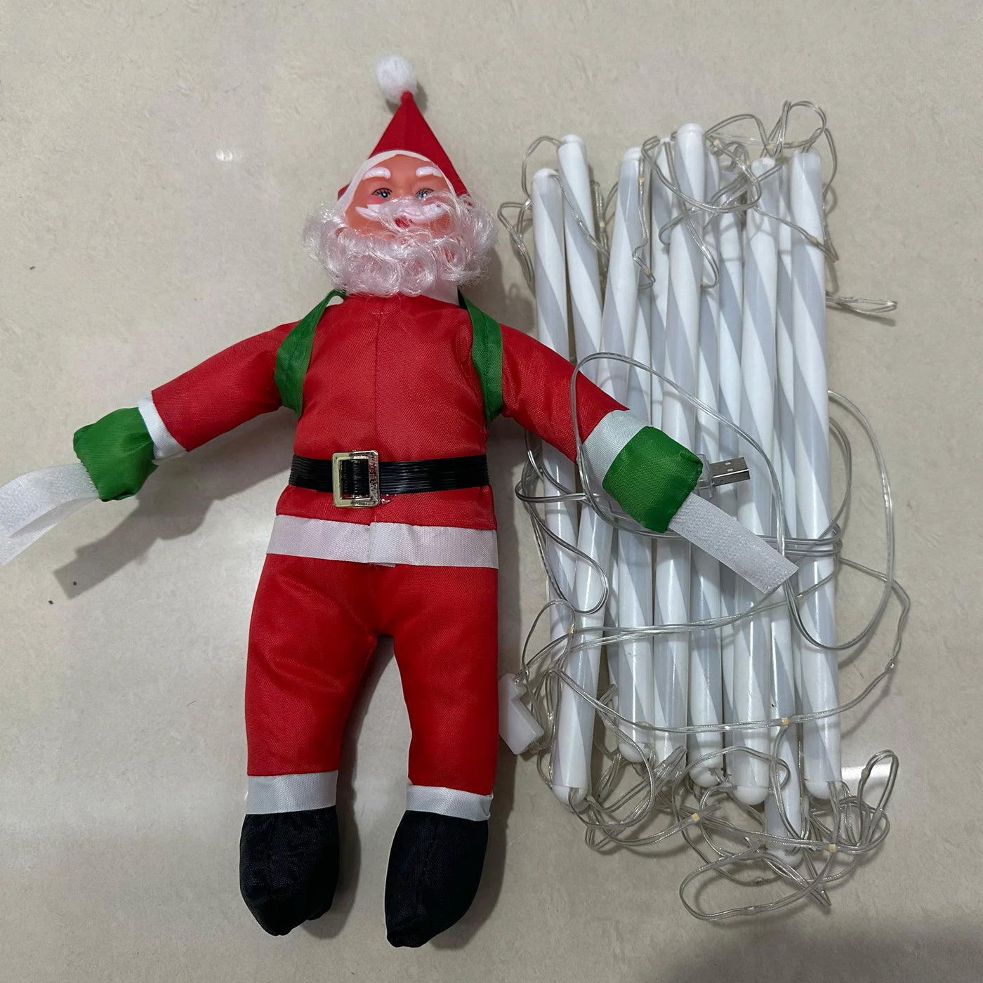 LED Christmas Ladder Lights with Santa Claus Plush Doll String Light USB Indoor Outdoor Home Window Garden Tree Decor Xmas Gift