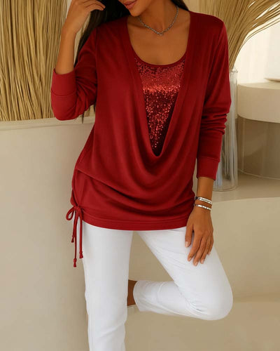 Pailletten-Top Mit Kontrastfarben Im Zwei-In-Eins-Look