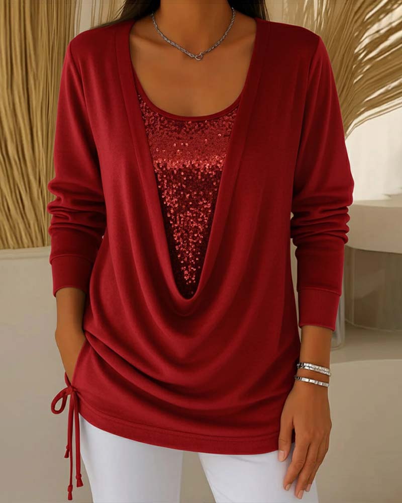 Pailletten-Top Mit Kontrastfarben Im Zwei-In-Eins-Look